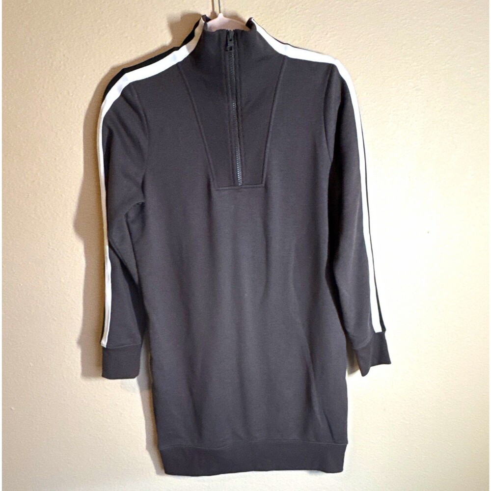 Athleta Women’s 1/2 Zip Mock Neck Sweatshirt S Gray White Long Sleeve